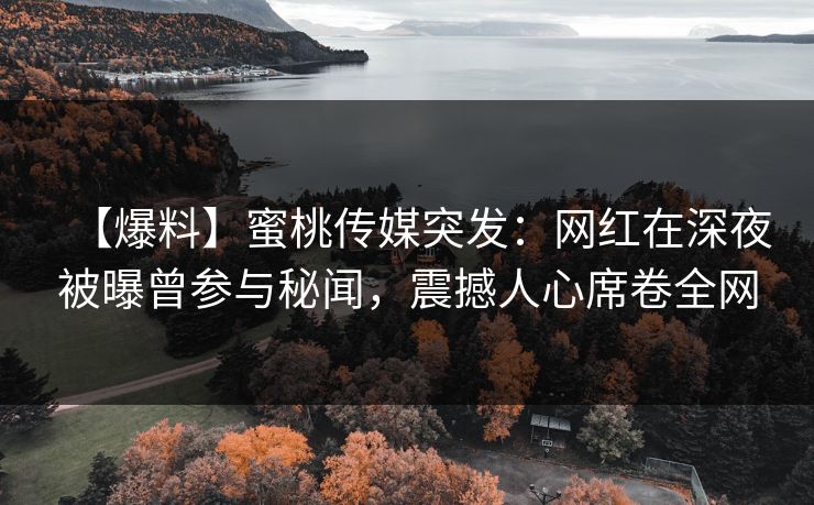 【爆料】蜜桃传媒突发：网红在深夜被曝曾参与秘闻，震撼人心席卷全网